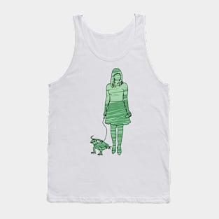 Silhouette Of Pet Loving Woman With Lizard Tank Top